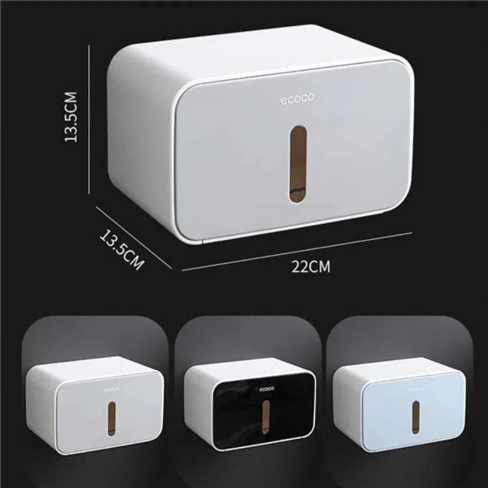 Self Adhesive Toilet Paper Holder, Wall-Mounted Double Layer Waterproof